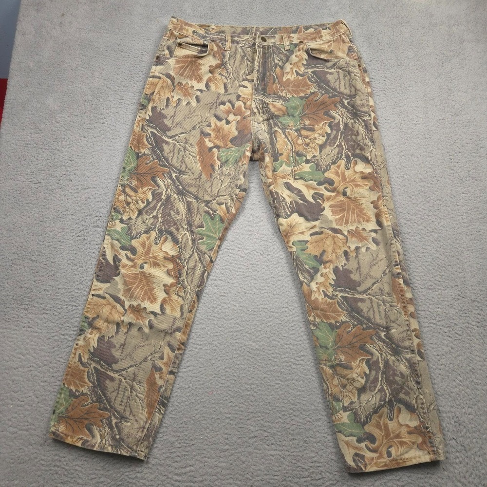 Wrangler Rugged Wear Vintage Camo Jeans Mens 40x32 USA Hunting‎ Pants 35006CF